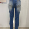 Jeans Ankle Length Women Pencil Denim Hole Pants Ripped Pockets High Waist Jean Skinny Streetwear Button Washed Distressed