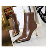 BIGTREE shoes Autumn Winter Boots Metal Pointed tip Women Boots Fashion Leather Boots High Heels Stilettos New Women Ankle Boots