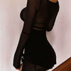 Transition Sexy Zone Black Sheer Mesh Sexy Temperament Split Long Dress Hot Spring Bikini Blouse Pure Desire Style