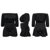 CM.YAYA Plus Size Women's Set Long Sleeve Slash Neck T-Shirt and Shorts 2025 Summer Ruched Two 2 Piece Set Outfits Tracksuit