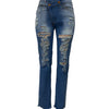 Jeans Ankle Length Women Pencil Denim Hole Pants Ripped Pockets High Waist Jean Skinny Streetwear Button Washed Distressed