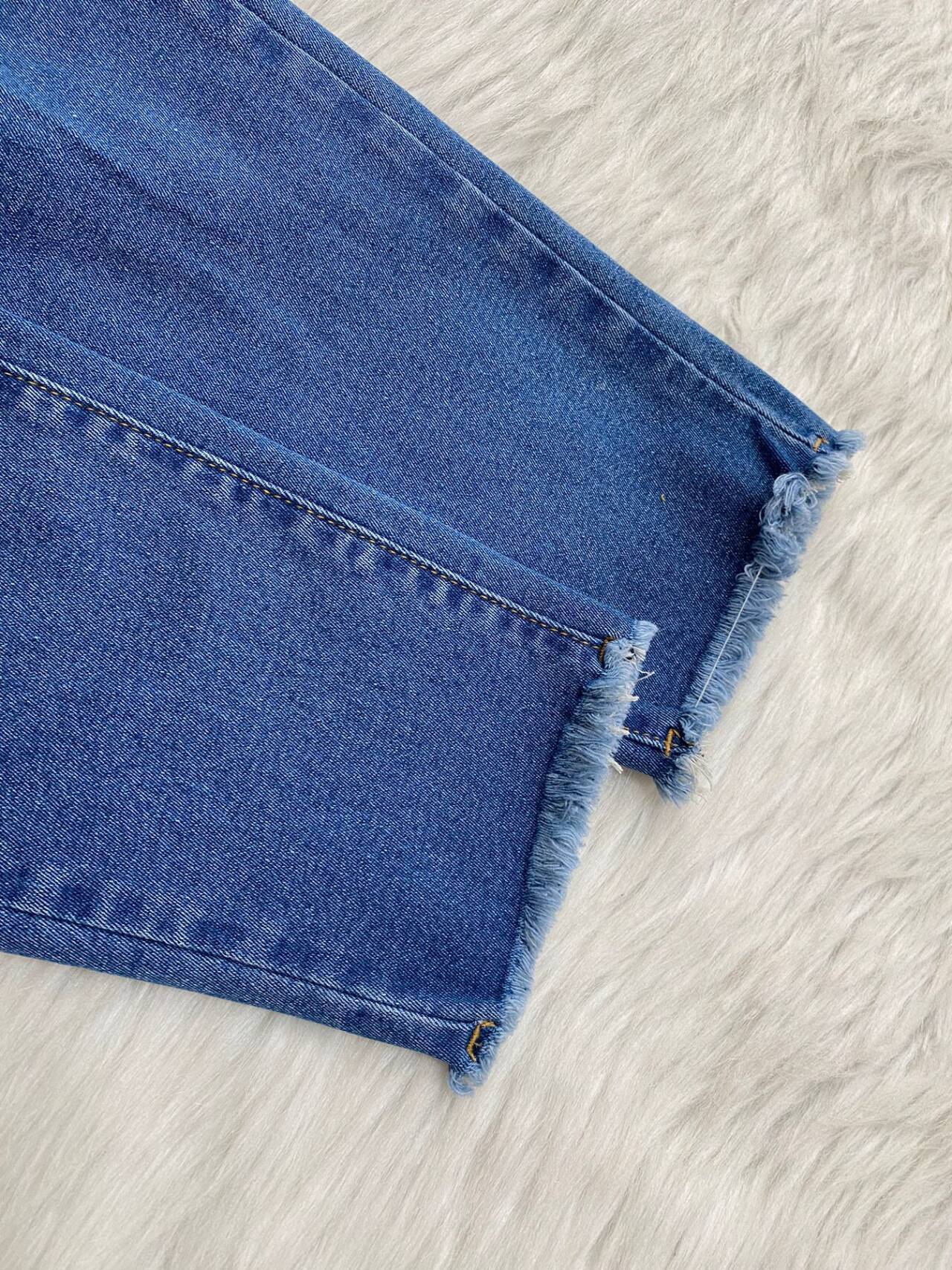 Jeans Ankle Length Women Pencil Denim Hole Pants Ripped Pockets High Waist Jean Skinny Streetwear Button Washed Distressed