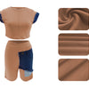 CM.YAYA Fashion Denim Patchwork Women's Set Sleeveless T-shirt and Shorts 2025 Active Street Two 2 Piece Sets Outfits Tracksuit