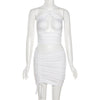 Women's Neck Hanging Hollow Strap Short Top Set Sexy Backless Sleeveless Tank Top and Short Skirt Casual Street Wear Club Party
