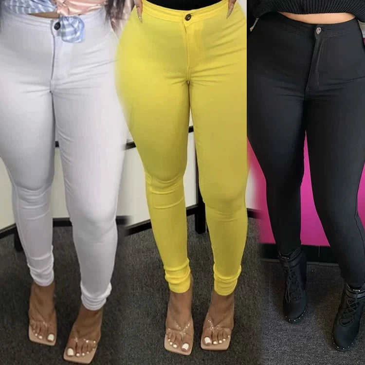 S-3XL Ladies Stretch New Small Leg Pants plus Size Stretch Women's Ankle-Tied Pants