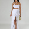 CM.YAYA Summer Women Sets Sleeveless Sexy Strap Crop Top and Tassel Long Skirt Sets Night Club Party Beach 2 Two Piece Sets