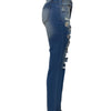 Jeans Ankle Length Women Pencil Denim Hole Pants Ripped Pockets High Waist Jean Skinny Streetwear Button Washed Distressed