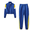 2024 Women's Fashion Color Collision Casual Suit, Splicing Sports Two-piece Set