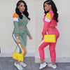 2024 Women's Fashion Color Collision Casual Suit, Splicing Sports Two-piece Set