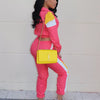 2024 Women's Fashion Color Collision Casual Suit, Splicing Sports Two-piece Set