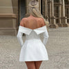 BKQU Elegant Solid Backless Mini Dress Women High Waist Fashion Long Sleeve Slim A-line Dresses 2024 Autumn Party Evening Dress