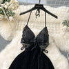 CHILLGIO Women Butterfly Velour Glitter Spaghetti Strap Sexy Fashion Backless Nightie Erotic Irregular A Line Pajamas Sundress