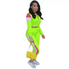 2024 Women's Fashion Color Collision Casual Suit, Splicing Sports Two-piece Set