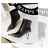 BIGTREE shoes Autumn Winter Boots Metal Pointed tip Women Boots Fashion Leather Boots High Heels Stilettos New Women Ankle Boots