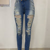 Jeans Ankle Length Women Pencil Denim Hole Pants Ripped Pockets High Waist Jean Skinny Streetwear Button Washed Distressed