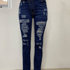 Jeans Ankle Length Women Pencil Denim Hole Pants Ripped Pockets High Waist Jean Skinny Streetwear Button Washed Distressed