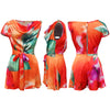 CM.YAYA Damen Batik-Print Strand Ärmellos V-Ausschnitt Schärpen Sexy Party Club Playsuits Jumpsuit 2025 Sommer Einteiler Rompers