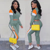 2024 Women's Fashion Color Collision Casual Suit, Splicing Sports Two-piece Set