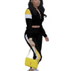 2024 Women's Fashion Color Collision Casual Suit, Splicing Sports Two-piece Set