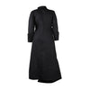 CM.YAYA Vintage Women Long Sleeve High Side Split Ruched Up Wrap Lapel Collar White Maxi Long Dress Fashion Street Dresses