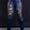 Jeans Ankle Length Women Pencil Denim Hole Pants Ripped Pockets High Waist Jean Skinny Streetwear Button Washed Distressed