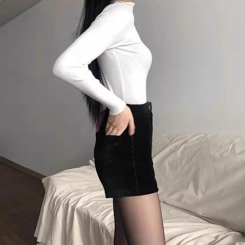 Corduroy shorts for women 2023 autumn and winter New High waist slimming straight tights fashionable Korean style small boot pants