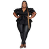 Übergröße Party-Top Damen Große Größen V-Ausschnitt Hochzeit Abend Rot