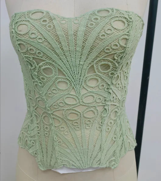 Hollow Out Corset Tops Irregular Hem Fishbone Underbust Top Slim Bandage Shapewear Bustier Korset Costumes Evening Party Corset
