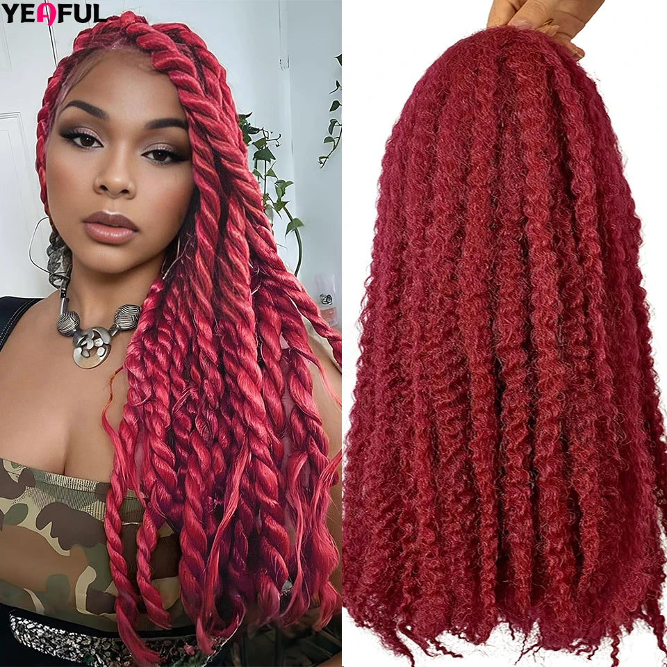 Yeaful 18 Inch Synthetic Marley Twist Braiding Hair Red Black Brown Ginger Bug Blonde #4 Pre Looped Marley Twists Crochet Hair