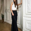 Wolfeel Freizeit Satin Damenrock Frühling Sommer Mode Locker Hoher Bund Maxi Röcke Elegant Einfacher Satin-Fischschwanzrock