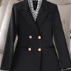 Fashion Women Blazer Ladies Fall Winter Black Red White Long Sleeve Double Breasted Slim Female Jackets Coat