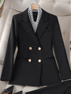 Fashion Women Blazer Ladies Fall Winter Black Red White Long Sleeve Double Breasted Slim Female Jackets Coat