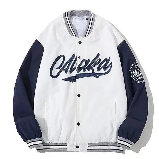Street Popular Letter Flocking Embroidered Jacket And Coat Men 2023 New Y2K Harajuku Hip Hop Spliced Motorcycle Baseball Uniform