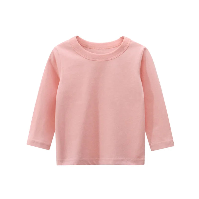 2025 Spring Autumn 2-10 Years Children'S Candy Color Sweet Long Sleeve High Neck Unisex Kids Girl Boy Basic Turtleneck T-Shirt