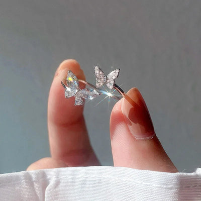 925 Sterling Silber Schmetterling Zirkon Offene Ringe für Frauen Hochzeit Luxus Edelschmuck Accessoires Großhandel 2023