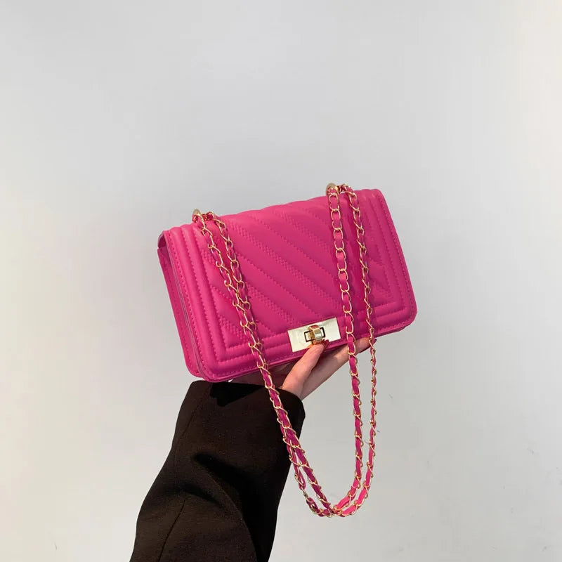 Fashionable Mini Quilted Embossed Chain Shoulder Bag Simple And Versatile Diagonal Crossbody Bag For Women Square Handbag