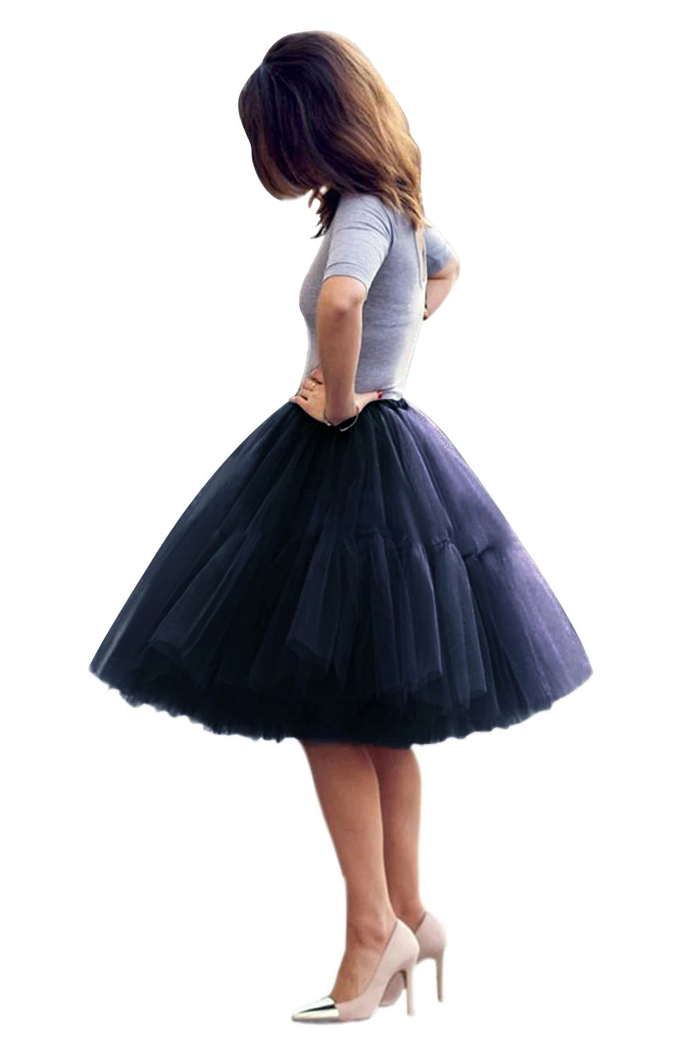 Multi-layer Tulle Tutu Skirts Fuchsia 6 Layers Fluffy Petticoat Underskirt Princess Ball Gown Women Halloween Party Skirt