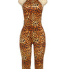 Weird Puss Neckholder-Overall für Damen, rückenfrei, Bandage, Leopardenmuster, eng anliegend, dehnbar, Sommer, sexy, Hipster, Aktivität, Workout-Spielanzüge