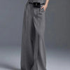 Yeezzi Urban Female Suit Pants 2025 New Fashion Black White Color Loose Straight Pant High-Waisted Pleated Split-Front Trousers