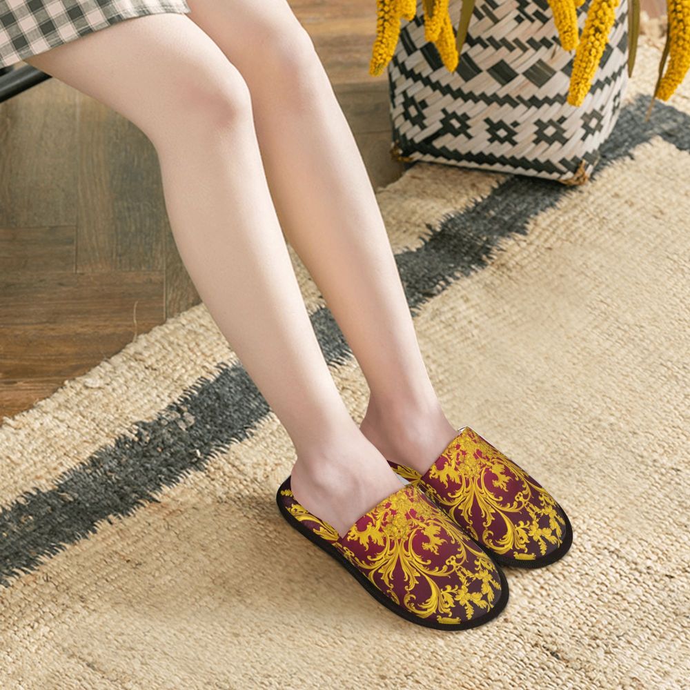 Custom Queen Of Absolutely Everything Gold Baroque Soft Memory Foam House Slippers Women Comfy Warm Anti-skid Sole Slipper