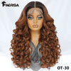 Latisha 13X6 HD Synthetische Spitzenfrontperücke lockig vorgezupfte Lace-Frontal-Perücke mit Pony für Damen, Highlights mit Babyhaar, 24 Zoll