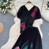 Two Pieces Women Dress Sets Solid Matching Sets V Neck Printing Top High Waist Pleat Dress Loose Fit Casual 2025 Autumn Winter