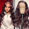 13X4 HD Transparente Lace Front Perücken Burgunderrote Echthaarperücken Vorgezupft 30 Zoll Body Wave Lace Front Perücken für Frauen Gelockt