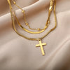 Double Layer Hollow Clavicle Chain Stainless Steel Necklace For Women Punk Hip-Hop Streetwear Jewelry Dropshipping