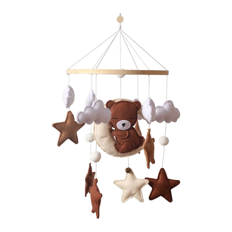 Baby-Kinderbett-Mobile-Rassel-Spielzeug 0-12 Monate Säugling Weicher Filz Teddy Samt Rosa Bär Bettglocke Hängendes Spielzeug Halterung Babybett Mädchen Spielzeug