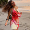 TARUXY Asymmetrisches, sexy bedrucktes Kleid, drapiert, Schwingkragen, Strandurlaub, Minikleid, elegant, ärmellos, Damen, hohe Taille