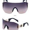 Oversized Shield Rimless Punk Sunglasses Women 2024 Luxury Brand Fashion Winged Sun Glasses For Ladies Shades Eyewear UV400