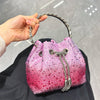 Handhabung Strasssteine Abend-Clutch-Tasche Geldbörsen und Handtasche Luxus Designer Umhängetasche Glänzende Kristall-Clutch-Geldbörse Eimer-Tasche