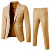 1 Set Stylish Formal Suit Temperament Men Pants Turndown Collar Pure Color One Button Suit Set Daily Wear