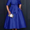 VONDA Elegant Women Satin Short Sleeve Midi Dress 2024 Summer Vestidos Casual Belted Loose Solid Color Long Sundress Oversized